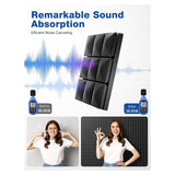 Pack Sound Proof Foam With Self-Adhesive, 12 X 2 Inches Acoustic Panels,Soundproof Wall Panels Durable Black