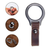 Titanium Alloy Car Keychain Cowhide Strap Pendant EDC Tool Men's Gift