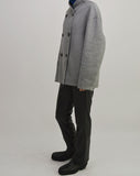 Small Stand Collar Wool Short Gray Coat