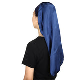 Satin Bonnet Long Hat Soft Elastic Band Nightcap Silky Cap Curly Hair Braids Dreadlocks Care Wrap For Women Men Unisex