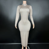 Hot selling temperament long skirt, slim fit, hip wrap, waist cinching, small sparkling diamond for direct sale
