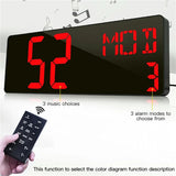 16.5-inch Perpetual Calendar Wall Clock - Large Screen with Temperature, Date, Week Display. LED Digital Multi-Function with Remote