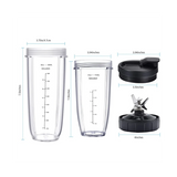 Blender Replacement Parts for Ninja,32Oz&24Oz Cup and with Lids,7 Fins Extractor Blade,for BL480-30 BL483-30