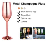 220ml Stainless Steel Champagne Unbreakable Wine Cup Gold Sier tail Glass Metal Flute Home Bar Party Supplies
