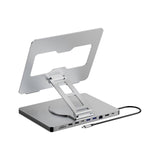 (With network port) 10 Port Laptop Dock Holder with 4K60hz Output USB3.0x3 Support and PD100W Charging 360 Degree Rotation Holder