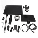 Microscope Camera Set 10.1in Screen 16MP Camera 180X Lens White Ring Light Table Stand Combination Set 100240V US Plug