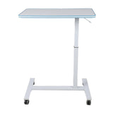 Overbed Table Rolling Bedside Standing Desk Liftable Movable Pneumatic Hospital Bed Table Blue