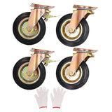 Fixed Casters Set of 4 Heavy Duty 8 Inch Plate Swivel Industrial Solid Rubber Rigid Wheels Cart Workbench Outdoor Castor