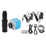 4K Microscope Camera HD Output USB Industrial Camera with 180X Lens Ring Light 100240V UK Plug