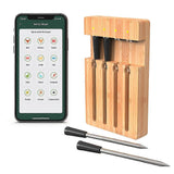 98FT Wireless Meat Thermometer BT Smart APP Control 4 Probes Meat Thermometer for Grilling and Smoking Waterproof Type-C Rechargeable Food Cooking The