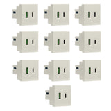 10pcs USB Type C Wall Outlet Recessed Anti Reverse Insertion Function Fast Charging USB Type C Socket for Computer Phone AC 110240V