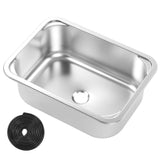 RV Sink Square 345x245x136mm 304 Stainless Steel Flush Mounted Hand Wash Basin Sink with 40mm Drain for Camper Van Yacht Boat