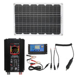 Solar Inverter System 500W Inverter 18W 18V Monocrystalline Solar Panel 30A 12V 24V Solar Charge Controller Black 12V to 110V