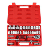 32Pcs DR Socket Set 1/2in Ratchet Sleeve Wrench Quick Release Spanner Auto Repair Tool