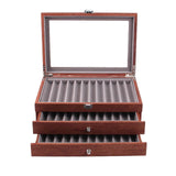 (Birnenholz) 34 Position Holz Stiftetui Vintage Aufbewahrungsbox Stifte Vitrine Organizer BwS NEW