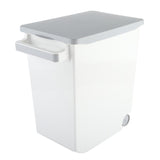 15KG Rice Storage Bin Food Storage Container Kitchen Grain Cereal Storing Box with Casters Gray