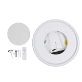 LED Ceiling Light Iron PC Stepless Dimmable Round Flush Mount Ceiling Light Fixture with APP Remote Control for Bedroom Hallway 110 to 265V White Fra