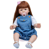 23inch Sleeping for Doll Action Figures Interaction Toy Soft Vinyl Comfort Stuffed for Doll Caucasian Cute Reborn with E