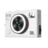 (White) 5K Digital Camera 64MP with Beauty Filter Autofocus Camera for Trendy Parties and Travel with 18X Zooming Kids Gift  White