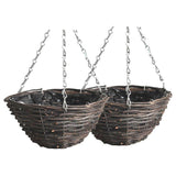 2PCS 30cm Hanging Flowerpot Handmade Rattan Planter Hanging Basket for Home Balcony Decoration