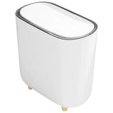 Bathroom Trash Can Press Lid Garbage Bin Slim Plastic Trash Bin Kitchen Waste Basket
