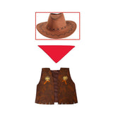Adult Cowboy Costume Western Cowboy Cowgirl Costume Set Vest Hat Bandana For Halloween Dress Up Party Cosplay Brown 140-160 Xl
