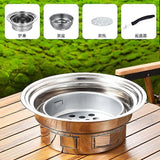Charcoal Grill Round Stainless Steel Barbecue Grill Stove- Household Barbecue Pot for Indoor/Outdoor BBQ Camping Picnic Party