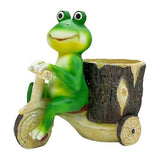 Frog Pulling Cart Decoration Frog Sculpture Animal Flower