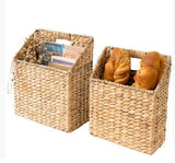 Woven Hanging Seagrass Basket: Wall Wicker Basket Magazine Organizer Hanging for Shelves Walls Doors Balconies Front of Garden Khaki
