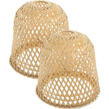 2pcs Woven Bamboo Lampshade Rustic Style Bamboo Lampshade Pendant Light Lamp Cover Lamp Accessory