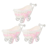 3Pcs Imitation Rattan Woven Gift Basket Candy Storage Holder  Stroller Shape Basket Party Supply