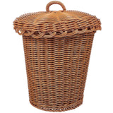 Imitated Rattan Woven Basket Living Room Trash Basket Sundries Finishing Basket with Lid