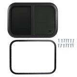 RV Push Pull Window with Insect Net Horizontal Round Corner Waterproof Window for Caravan Camper Trailer For 43?48mm/1.7?1.88in Wall Thickness