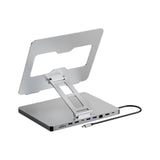 (With network port) 10 in 1 Rotatable Laptop Adapter Holder Support PD10W Fast Speed USB3.0x3 and 4K60Hz Output for Home Entertainment