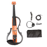 Silent Electric Violin 4/4 Floor Tile Pattern Carbon Fiber Maple Wood Quiet Violin Set for Practice