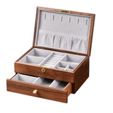 (walnutwith drawer) Wood Jewelry Organizers with Lock Sophisticated Wood Jewelry Container with Lock Double Layer Display Containers