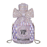 (Purple) Sparkling Champagne Rhinestones Evening Bag Cocktail Handbag Fashion Shoulder Bag For Parties And Wedding Event  Purple