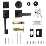 (Black) Contemporary Door Handle set Adjustable Spacing Entry Door Handle set Easy Installatio Suitable for Entryway door  Black