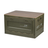 (Dark green wood top) Outdoor Camping Storage Box Travel Friendly Camping Supplies Storage Container Durable with Multiple Sections