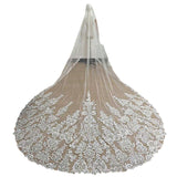 Luxurious Lace Bridal Veil With Flowing Train And Hair Comb Cathedral Wedding Veil For Special Occasion and Formal Event