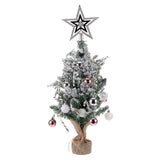 Mini Tabletop Christmas Tree Decorative Small Pinecones Ball Bowknot Ornament For Indoor Cabinet Mantel Fireplace Xmas Table Decorations Silver (Witho