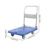 Hand Platform Truck 300kg Load Silent 5in TPR Wheel Foldable Flatbed Platform Cart Push Rolling Flat