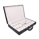 Watch Box 24 Slot Elegant Portable Black-Watch Collection Box Case Organizer