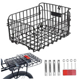 Stahlradkorb mit reflektierender Brett, Large Ebike basket for adults Black