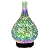 3D Firework Glass USB Air Humidifier with 7 Color Led Night Light Aroma Oil Diffuser Cool Mist Maker Black EU Plug