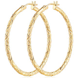 Gold Hoop Earrings 14K Gold Hoop Earrings for Women Large 14K Earring Hoops Interlaced Engraving Design Womens Earring Hoops 35/40mm Ref: 3446