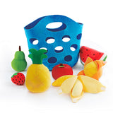 Toddler Fruit Basket Soft Pretend Food Playset for Kids, Fruit Toy Basket Includes Banana, Apple, Pineapple, Orange and More