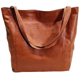 Vintage Leather Tote Bag for Women Purses and Ladies Shoudler Handbags Casual Travel Bag