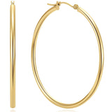 Gold Hoop Earrings 14K Gold Hoop Earrings for Women Roundedge Large Thin Hoop Earring for Womens Earring 35/45/55mm