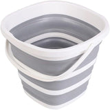 Seau Pliant Nettoyage Camping Pche Cuisine Lavage De Voiture Seau Domestique Seau En Plastique Silicone Compact Avec Poigne De Transport (gris - Blanc